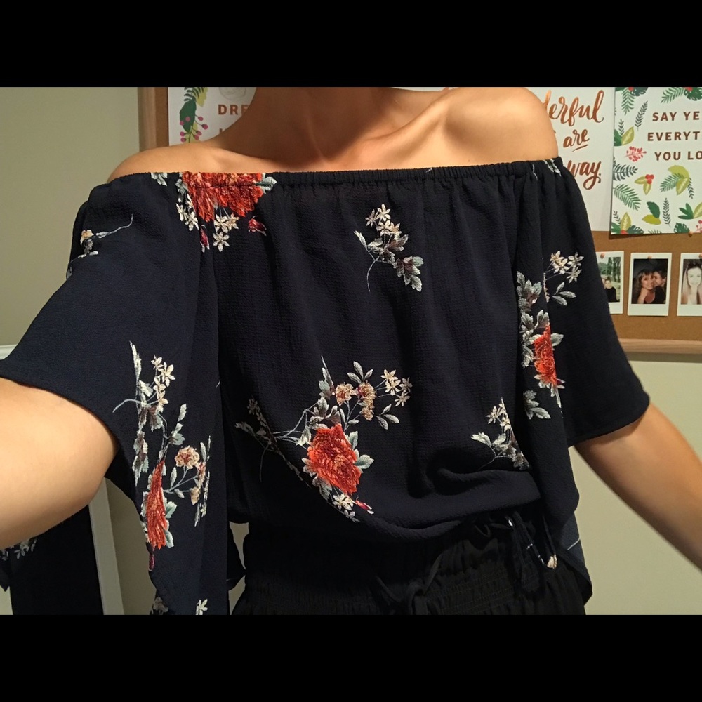 Floral off the shoulder top.